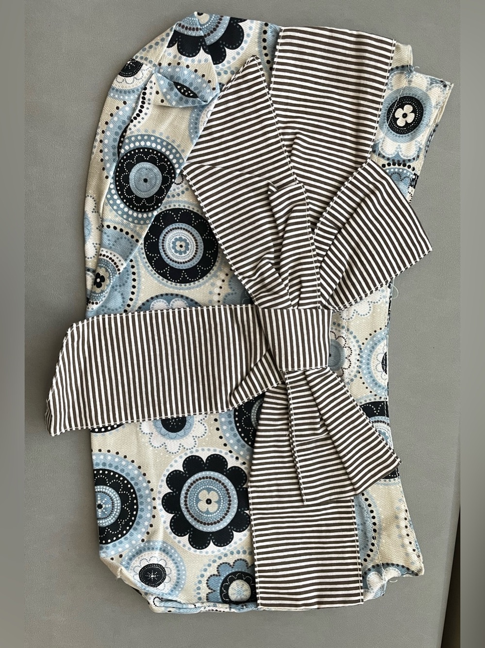 Thirty-One Purse Skirt Bag Cover in Blue, Black & Cream Striped Bow Womens